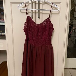Urban Outfitters Kimchi Blue Burgundy Lace Spaghetti Strap Dress